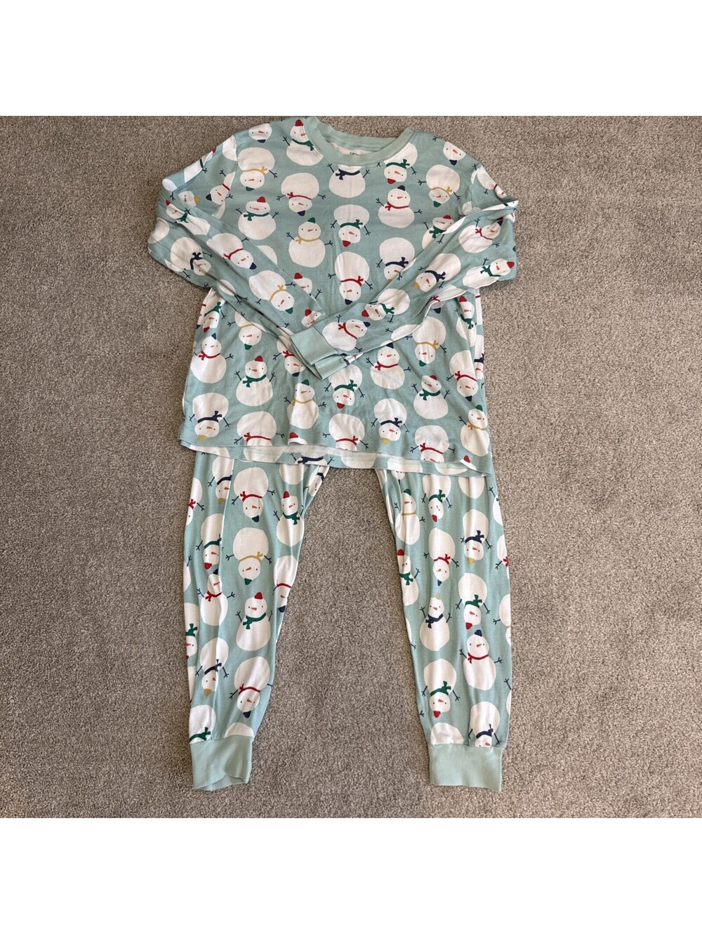 Carters Adult XL Snowman Pajama Set Size XL  Seafoam Green Adorable